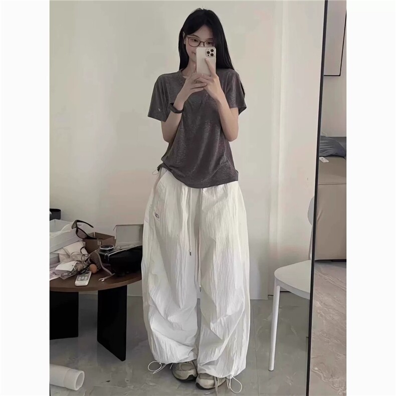 草莓熊classmate美式廓形降落伞工装裤抽绳宽松皱褶口袋休闲裤,男装工装外套,星座1210-1