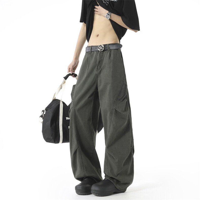 2025日系简约cleanfit垂感伞兵工装裤男欧美风休闲长裤潮239/P58,男装休闲裤,电商B381-2