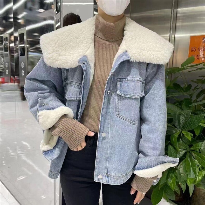 MMC牛仔大毛领外套,女装其它,MM.C