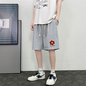 HD74257-P22 华夫格短裤男大码宽松五分裤男直筒中裤图片