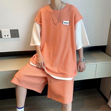 运动套装男女夏季宽松短袖t恤潮牌男装一套帅气跑步衣服TZ114-P43，男装T恤，星座1008-1