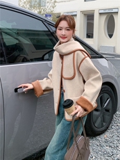 高级感小香风毛呢短款外套女冬季2025新款小个子宽松休闲呢子上衣，女装短外套，韩蜜菓