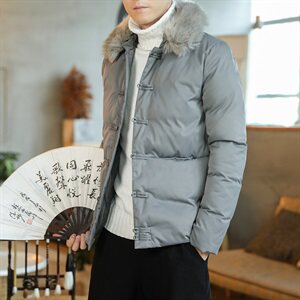 20中式复古棉衣男宽松大码唐装毛领立领盘扣棉服QT6005-M99图片