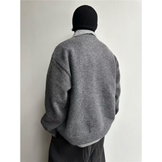 5012-P72美式复古假两件v领毛衣男款冬季翻领老钱风针织衫上衣，男装针织衫/毛衣，电商B323A