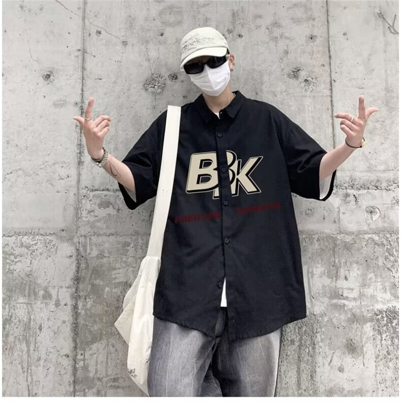 日系工装短袖衬衫男款夏季少年感潮牌休闲衬衣学院风D3021P35,男装衬衫,星座1116-2