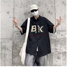 日系工装短袖衬衫男款夏季少年感潮牌休闲衬衣学院风D3021P35，男装衬衫，星座1116-2