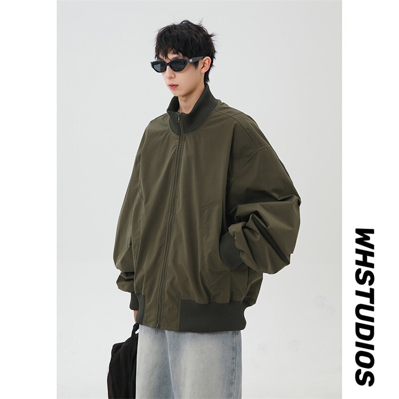 港风日系复古设计感拼接高领开衫夹克外套XZ213-JK4000-P60控88,男装夹克,星座213