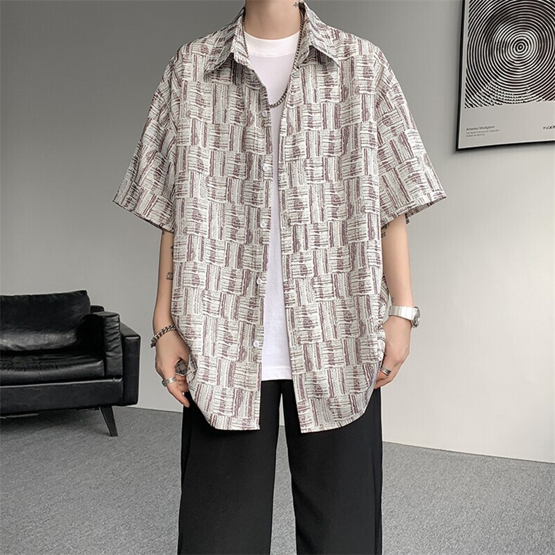 8XL-M花衬衫男款短袖夏季冰丝薄款花衬衣大码寸衫外套DC28013P38,男装衬衫,电商B312