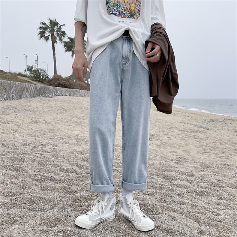 夏季新款牛仔裤男薄款直筒宽松潮牌韩版九分裤子A080-9231-P30，男装牛仔裤，电商A080