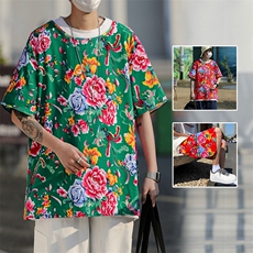TZ2023夏季男女休闲运动圆领短袖T恤衫短裤可套装单选大码汉服潮，男装休闲套装，星座115A(原星座507）
