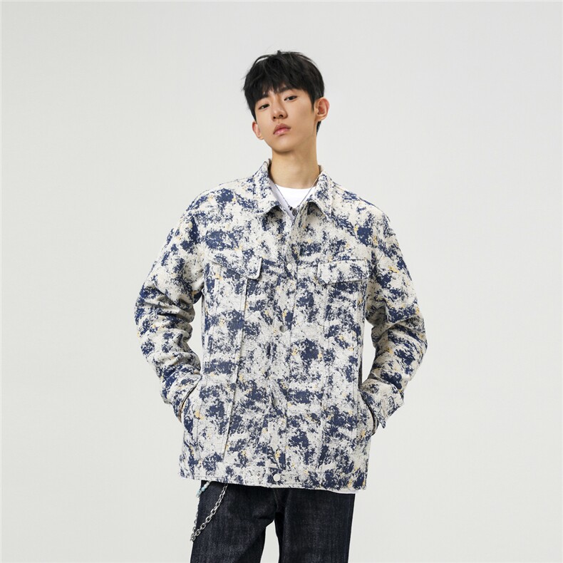 可二开定制扎染雾霾小香风面料大码M-5XL夹克男JK78082P79控128，男装夹克，星座227-7