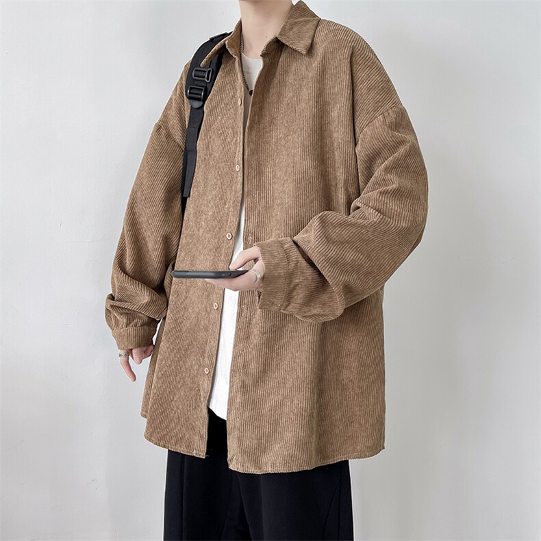 秋装新款男装宽松休闲百搭纯色港风夹克长袖衬衫D321-1-DM301-P50图片