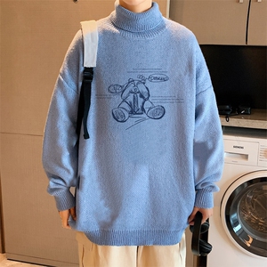 ！2023秋冬新款男士加厚高领毛衣百搭潮流印花针织衫M717P50,明星演唱会志愿者穿搭图片