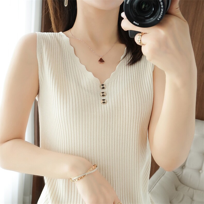 v领新款针织女吊代纯色简约百搭宽松套头上衣内,针织衫/毛衣,戎洋
