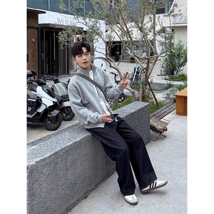 网图现货美式立领拉链开衫卫衣cleanfit男生外套纯wt31-特p58图片