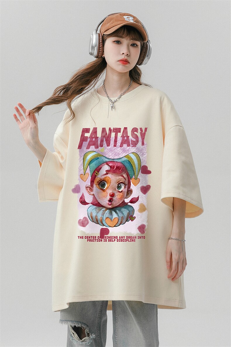 中性风23新款夏季时尚百搭纯棉趣味印花潮牌短袖T恤T6078P25控38,男装T恤,电商A268