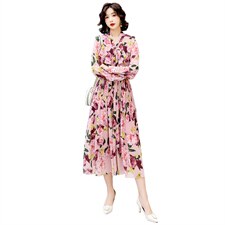 2021春季新款优雅气质衣领时尚舒适显瘦碎花连衣裙，女装连衣裙，依如秀(原杭风阁)