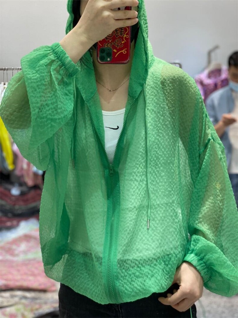 夏季新款韩版泡泡纱宽松显瘦连帽防晒衣,女装其它,L·H·X
