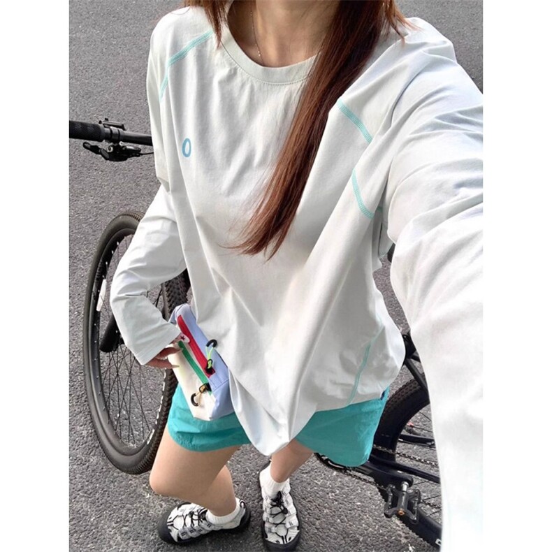 粉紫色冰皮凉感长袖女夏季薄款透气运动防晒皮肤衣速干骑行服t恤,男装防晒衣,电商C306-1