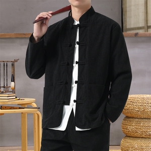 男士外套灯芯绒夹克盘扣立领唐装风 XZ1512-2501单夹克-P70图片