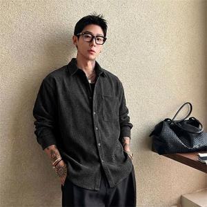 [网图]春季男士长袖衬衫灯芯绒玉米格美式工装上衣D03-TP28不图片