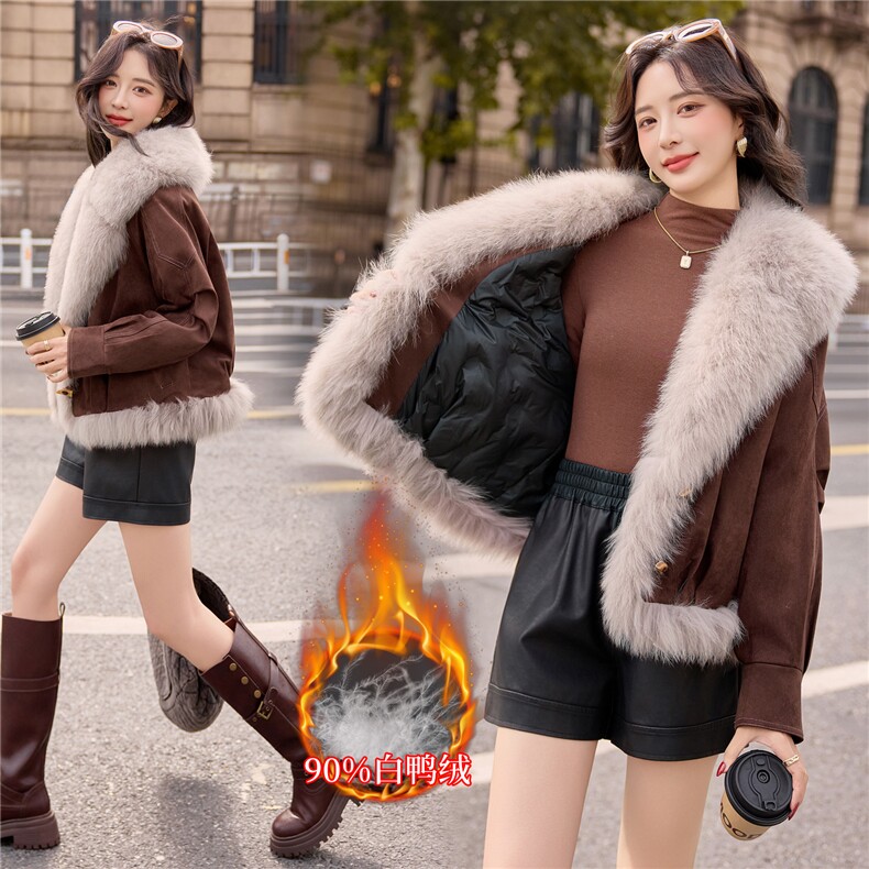 【bao款大货已出】2025冬装新款大狐狸毛皮草90%白鸭绒外套,女装皮草,雅静靓衣