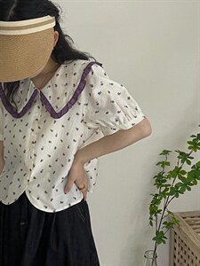韩系碎花小衫图片