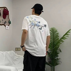 万针全刺绣解构设计260克重磅双纱纯棉高品质美式高街短袖T恤特35，男装T恤，电商A486