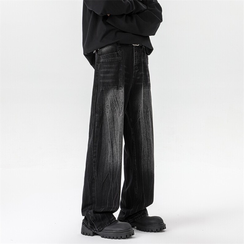 8XL-M高街做旧闪电纹牛仔裤大码潮牌美式复古扎染裤子NZ9006/P65,男装牛仔裤,电商B238
