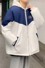 1港风情侣连帽宽松拉链时尚棉衣男女大码棉服男外套男7786P60控98，男装棉衣，星座226-2