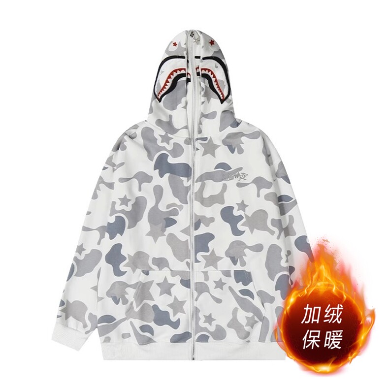 美式高鲨鱼拉链刺绣卫衣男女同款情侣春秋薄款hiphop原创连,男装卫衣,星座505-2（原电商A260-1)