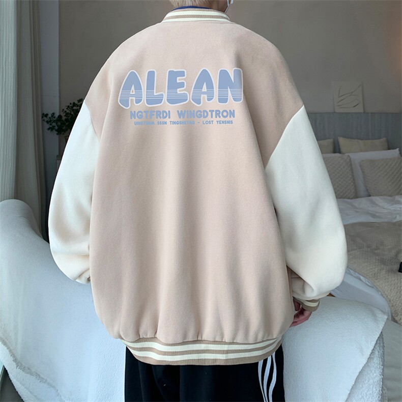 摇粒绒棒球服男大码开衫卫衣男夹克BF86291-P65,男装夹克,电商A040