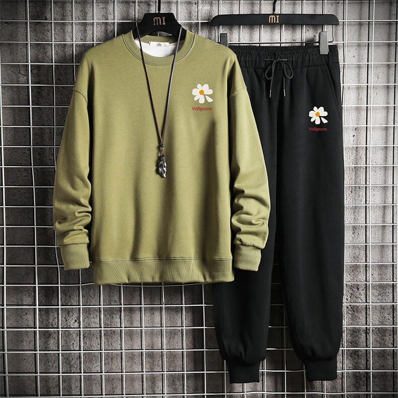 TY7059-P75圆领卫衣套装男运动套装两件套长袖运动服网格挂拍,男装休闲套装,电商A040A