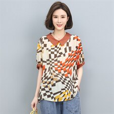 2022夏季新款时尚格子宽松短袖衬衫，女装衬衫，悦见她
