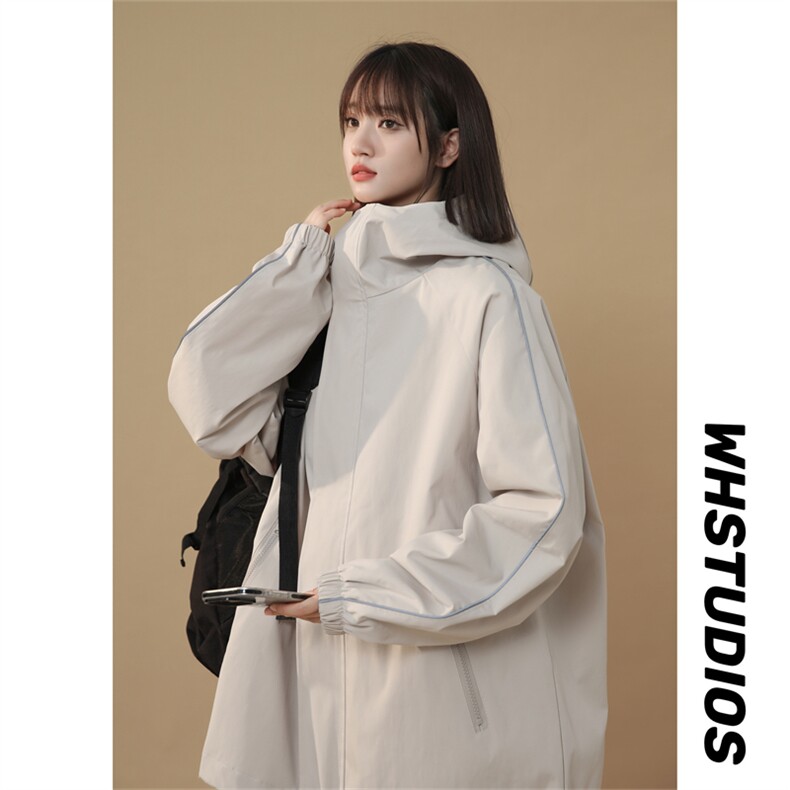 JK9009/P65秋装现货中性风防水冲锋衣夹克男反光条大码外套男，女装风衣，电商A141