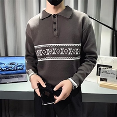 春秋冬拼色衬衫领毛衣男网红长袖打底针织衫男装修身线衣S576，男装针织衫/毛衣，星座1116A-2（原606A-1）