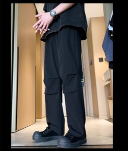 新款防晒伞兵工装裤子男夏季冰丝直筒阔腿休闲裤户外机能冲锋男裤图片