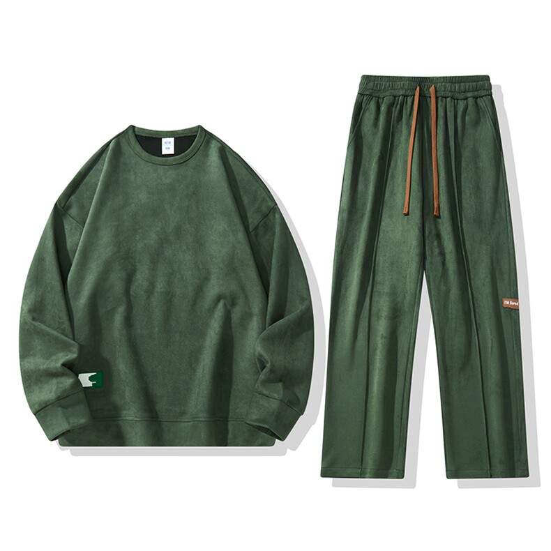 百搭设计感麂皮绒户外风白底平铺套装VE2019+XD8819-P105控148,男装休闲套装,星座717