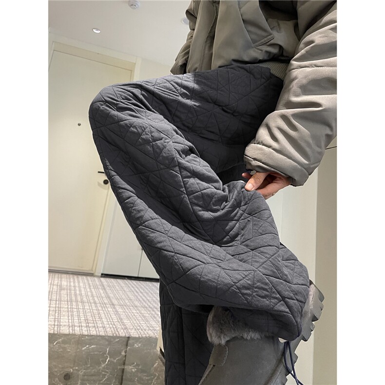 【现货】612-K228-P75冬季棉裤不规则菱格压线宽松直筒宽松休闲裤,男装休闲裤,星座612