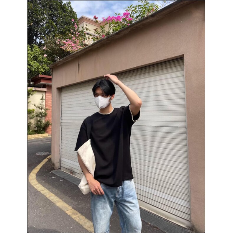 W9858-P38网图现货落肩版刺绣宽松短袖t恤新款休闲大码上衣,男装T恤,星座1608-2