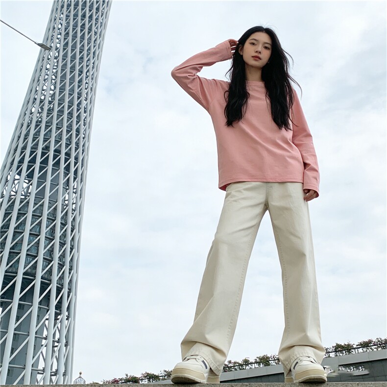 纯棉美式高街牛仔裤男款春款宽松直筒弯刀阔腿休闲长裤子YZ31-P45,男装牛仔裤,星座509