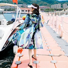 迷彩防晒衣女中长款2023夏新款长袖超仙透气防晒服过膝洋气薄外套，女装防晒衣，可可小西