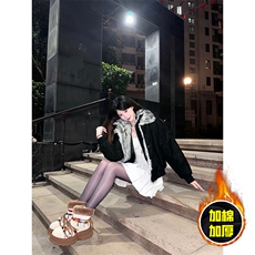 现货高品质美式高街重磅狼王座山雕毛毛领假两件棉衣加厚棉服外套，男装棉衣，电商A486-1