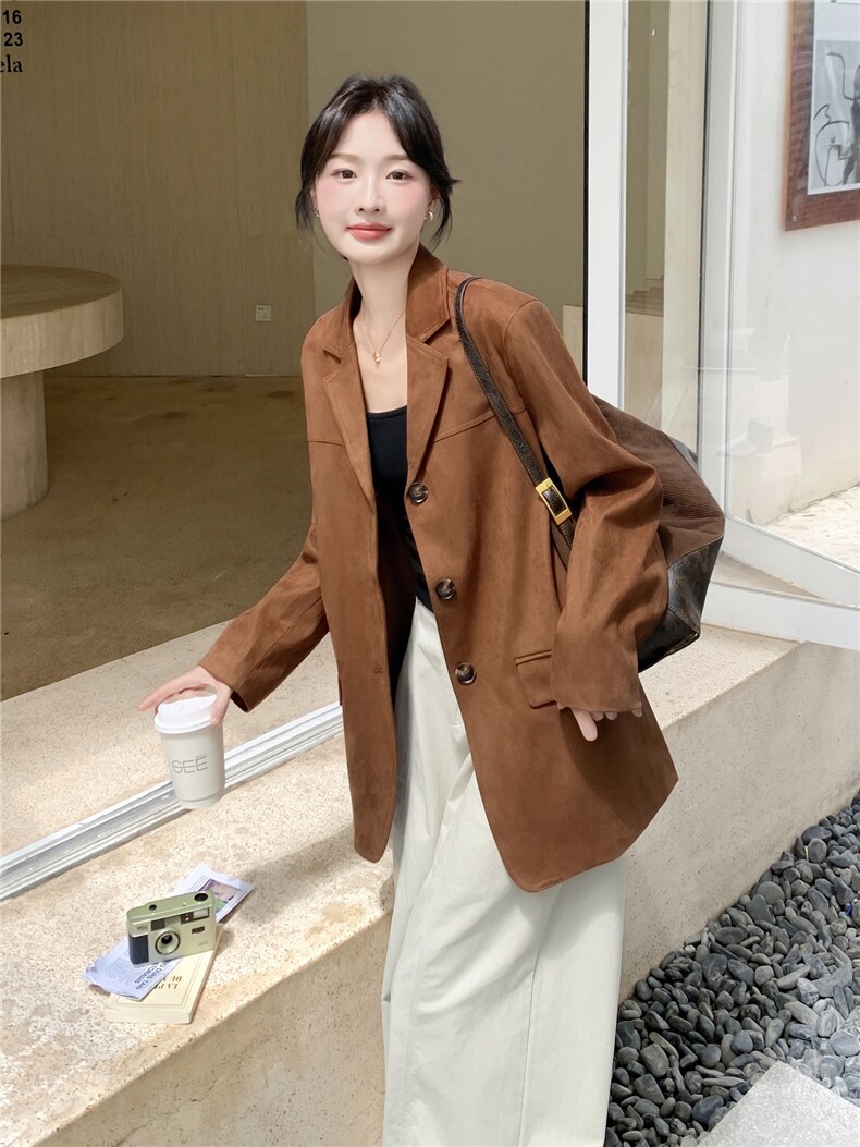 休闲百搭麂皮外套,女装短外套,浙宝168