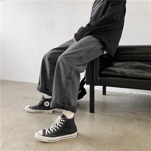 20秋款港风百搭老爹裤牛仔裤 ins宽松潮牌阔腿裤工装裤kz367图片