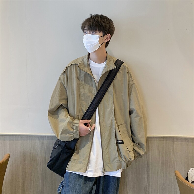 Wt053-P40夏季宽松型双拉链立领防晒服,男装夹克,星座1501-1