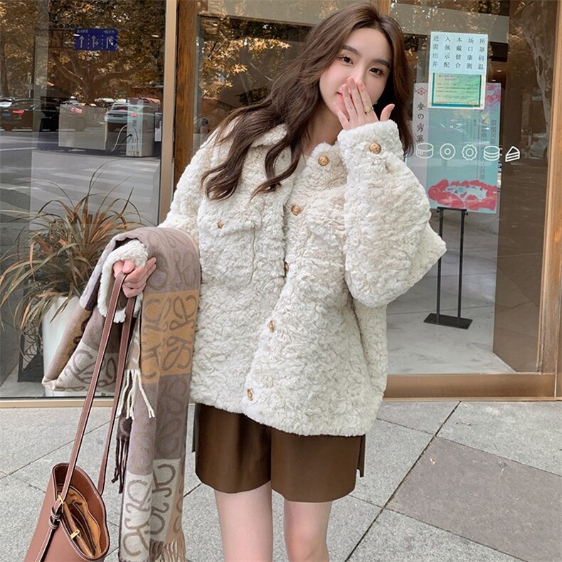 【现货】宽松版羊羔毛外套2253-P185-268,女装毛呢外套,浙宝189