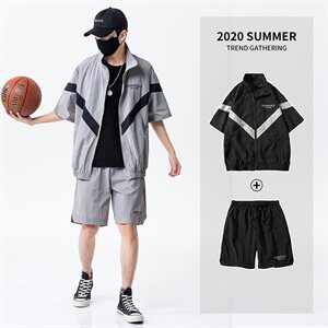 夏季新款运动服套装男薄款立领防晒衣休闲两件套DS774T图片
