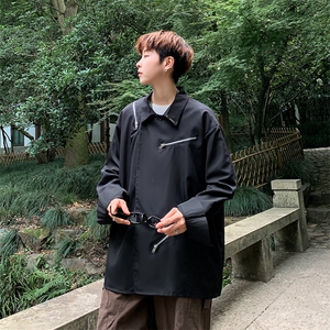 设计感小众衬衫2023男女青春流行休闲解构拉链长袖衬衣C8203-p50图片