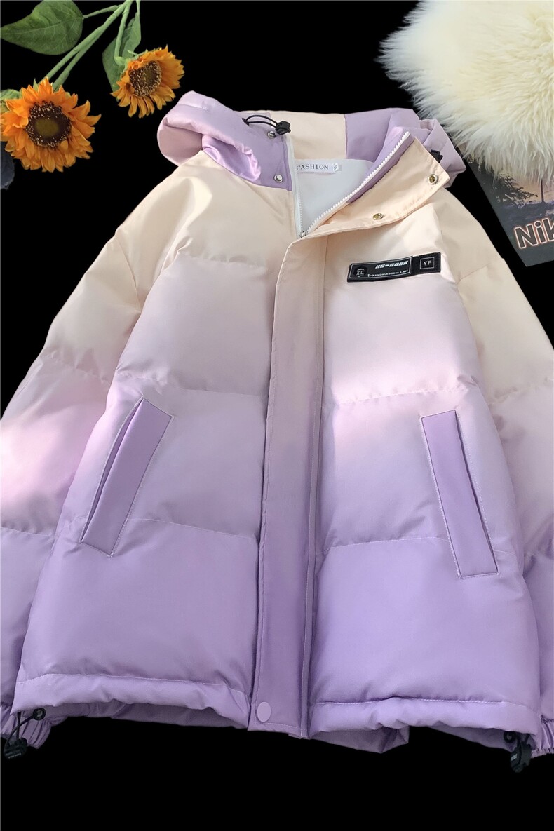 XZ230-1MY53冬款平铺轻奢男女百搭扎染渐变休闲连帽棉服P128控158,男装棉衣,星座230-1